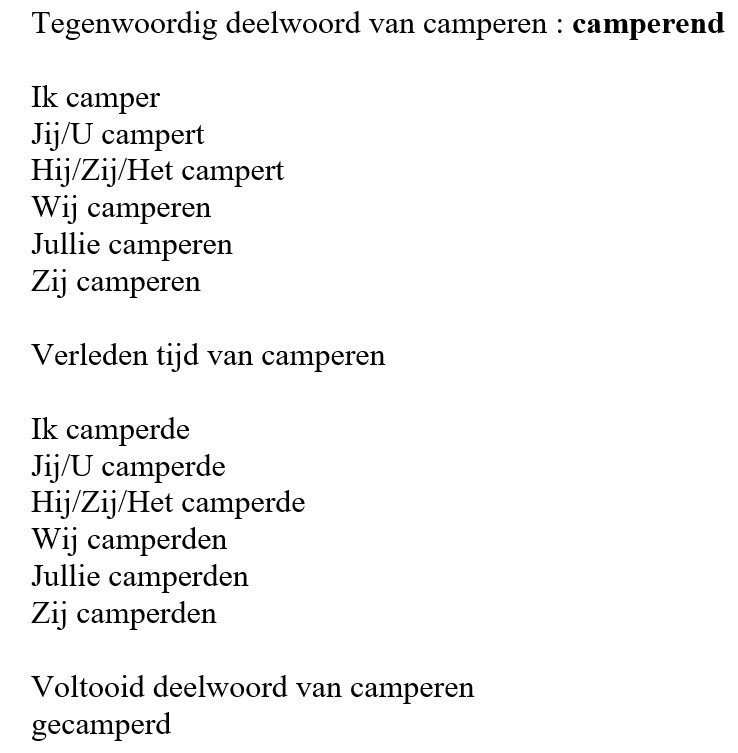 Camperend vervoeging